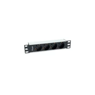   Equip Hálózati Elosztó - 333311 (Schuko, 4x Schuko, Rack 1U, 1,8m kábel, aluminium, fekete)