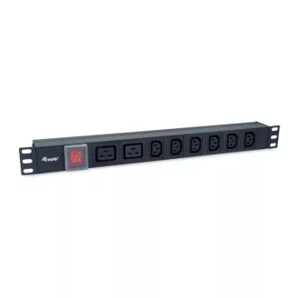   Equip Hálózati Elosztó - 333316 (C20, 6x C13 + 2x C19 , Rack 1U, 1,8m kábel, fekete)