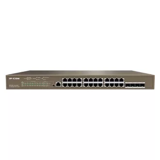   IP-COM Switch Vezérelhető PoE - G5328P-24-410W (L3; 24x1Gbps + 4xSFP port; 24 af/at PoE+ port; 370W; rack-mount)