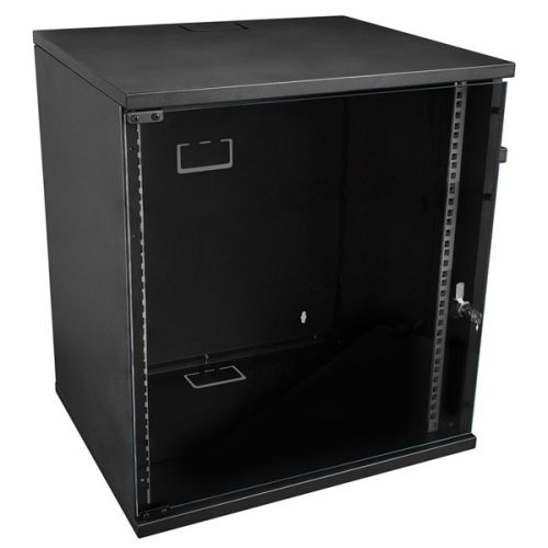 S-Link Rackszekrény - 12U 19" fali kivitel (540x530x400mm, összeszerelt, Szürke/fekete)