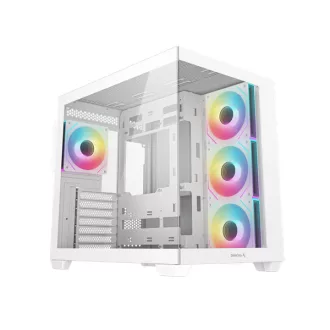   DeepCool Számítógépház - CG530 4F WH (fehér, ablakos, 4x12cm A-RGB, BTF, ATX, 2xUSB3.0, 1xUSB2.0)