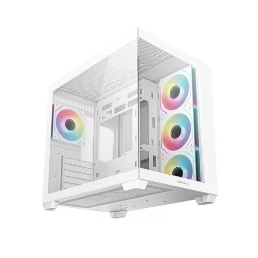 DeepCool Számítógépház - CG530 4F WH (fehér, ablakos, 4x12cm A-RGB, BTF, ATX, 2xUSB3.0, 1xUSB2.0)