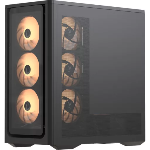 Formula Számítógépház - Air Power G9 Duo PA Black (fekete, ablakos, 4x12cm venti, EATX, 2xUSB3.0, 1xType-C)