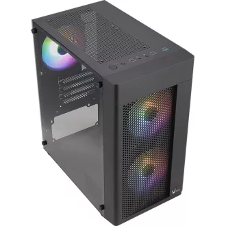   Formula Számítógépház - FG-01M FR (fekete, ablakos, 3x12cm FRGB venti, mATX, 1xUSB3.0, 2xUSB2.0)