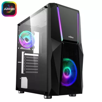   NJOY Számítógépház -  FORT (fekete, ablakos, ATX, 2x12cm, 1xUSB2.0, 2xUSB3.0)