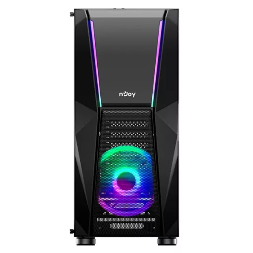 NJOY Számítógépház -  FORT (fekete, ablakos, ATX, 2x12cm, 1xUSB2.0, 2xUSB3.0)