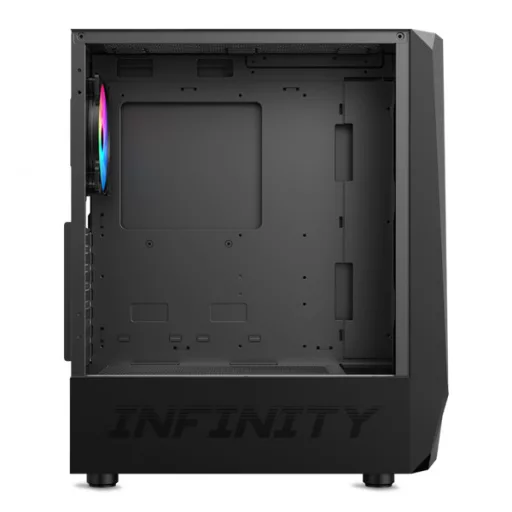 Spirit of Gamer Számítógépház - INFINITY Black (fekete, ablakos, 2x12cm ventilátor, alsó táp,  ATX, 1xUSB3.0, 2xUSB2.0)
