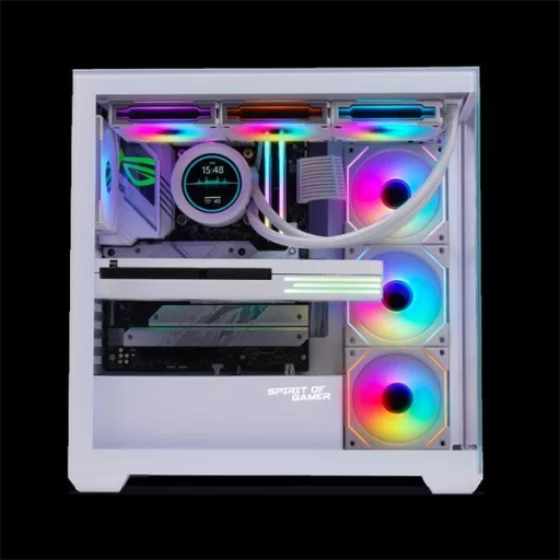 Spirit of Gamer Számítógépház - SPARK Arctic (fehér, ablakos, 6x12cm ventilátor, alsó táp,  ATX, 2xUSB3.0, 1xUSB-C)