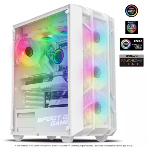 Spirit of Gamer Számítógépház - REBEL NX White (fekete, ablakos, 4x12cm ventilátor, alsó táp,  ATX, 1xUSB3.0, 2xUSB2.0)