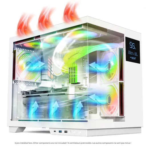 Spirit of Gamer Számítógépház - VIPER CRX White (fekete, ablakos, 6x12cm ventilátor, alsó táp,  ATX, 1x USB-C, 2x USB-A)