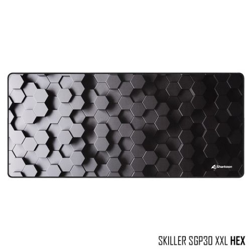 Sharkoon Egérpad - Skiller SGP30 XXL HEX (900 x 400 x, 2,4 mm; varrott szélek; fekete)