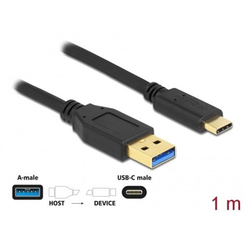 Delock Kábel - 83870 (USB Type-C -> USB-A 3.1 Gen2, Max.: 10 Gb/s, fekete, 1m)