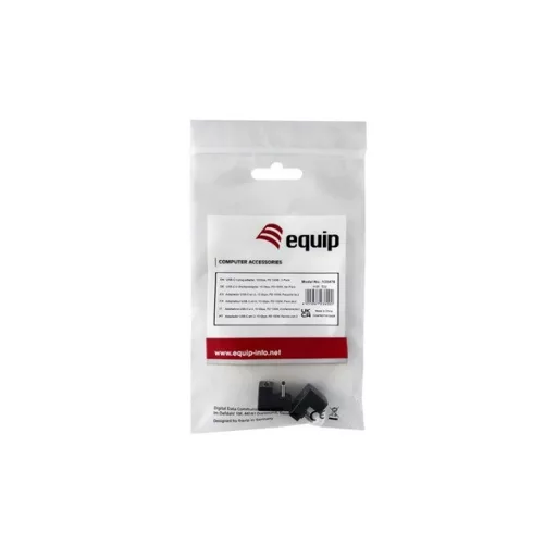 Equip Átalakító - 133476 (USB-C -> USB-C átalakító, apa/anya, fekete) 2db/csomag