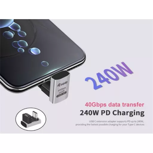Equip Átalakító - 133477 (USB-C 4 -> USB-C 4 átalakító, apa/anya, fekete) 2db/csomag