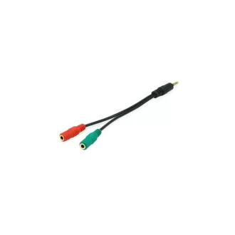   Equip kábel - 147943 (Audio elosztó, 3,5mm Jack, 2x anya/1x apa, fekete, 13cm)