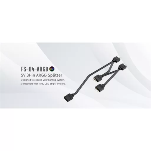 ID-Cooling RGB elosztó - FS-04 ARGB  (1 db bemenet ,4 dbkimenet 3pin PWM)