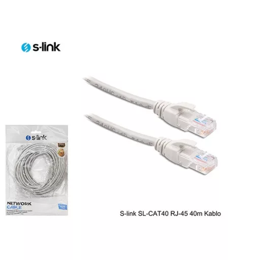 S-link Kábel - SL-CAT40 (UTP patch kábel, CAT5e, szürke, 40m)