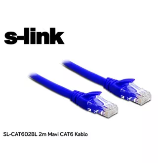   S-link Kábel - SL-CAT602BL (UTP patch kábel, CAT6, kék, 2m)