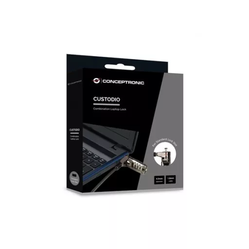 Conceptronic Notebook Kábelzár - CUSTODIO01BS  (Számzáras, Standard Lock Slot, 1,8m)