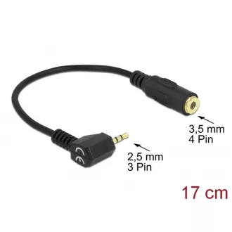   Delock Átalakító - 65674 (sztereó jack apa 2.5 mm > sztereó jack anya 3.5 mm 4 pines adapter)