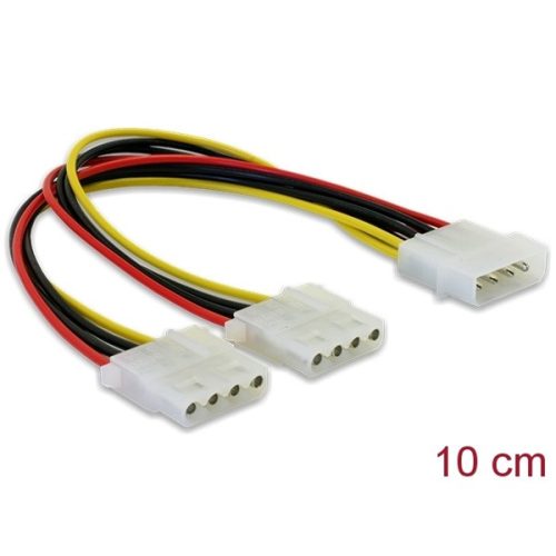 Delock Kábel - 82100 (1 x 4 pines molex apa  -> 2 x 4 pines molex anya, 11cm)