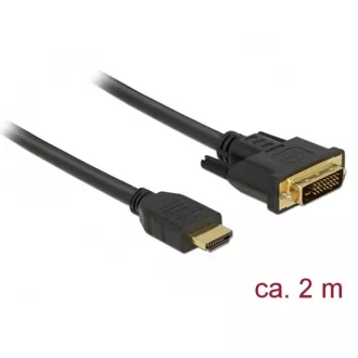   Delock Átalakító Kábel - 85654 (HDMI - DVI (24+1), apa/apa, kétírányú, 2m)