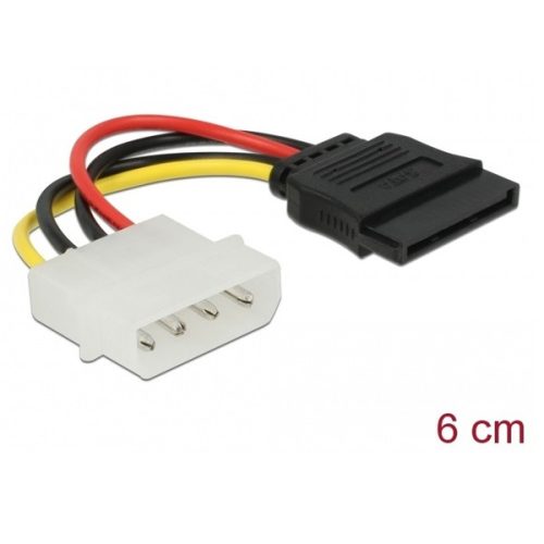 Delock Átalakító - 60112 (SATA 15 tűs - Molex 4 tűs, anya/apa, 6cm)