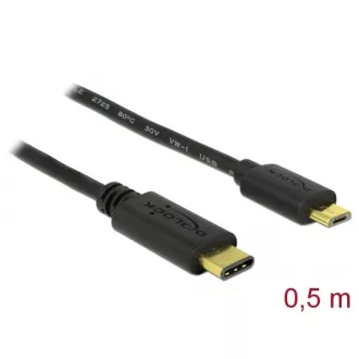   Delock Kábel - 83333 (USB Type-C 2.0 – USB 2.0 Micro-B kábel, apa/apa, fekete, 0,5m)