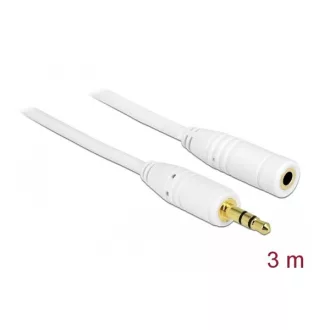   Delock Kábel - 83769 (3,5 mm Jack Hosszabbító kábel, apa/anya, 3 pin, fehér, 3m)