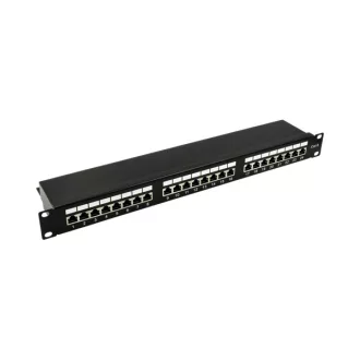   Walisec patch panel - PP-P6S2401 (24 port, Cat6, 1U, árnyékolt, fekete)