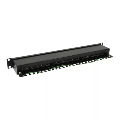 Walisec patch panel - PP-P6S2401 (24 port, Cat6, 1U, árnyékolt, fekete)