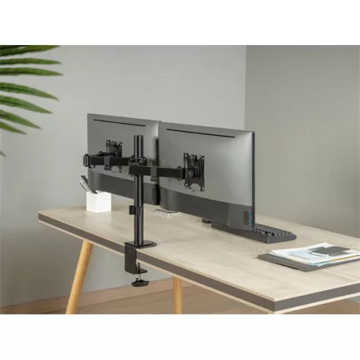 Equip Monitor Asztali konzol - 650157 (13"-32", 2 monitor, dönthető, forgatható, állítható magasság, Max.:2x9kg, fekete)