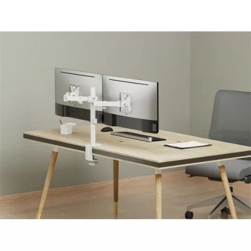 Equip Monitor Asztali konzol - 650167 (17"-32", 2 monitor, dönthető, forgatható, állítható magasság, Max.:2x9kg, fehér)