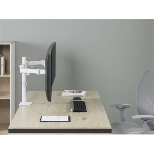 Equip Monitor Asztali konzol - 650167 (17"-32", 2 monitor, dönthető, forgatható, állítható magasság, Max.:2x9kg, fehér)