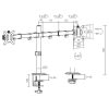 Equip Monitor Asztali konzol - 650167 (13"-27", 2 monitor, dönthető, forgatható, állítható magasság, Max.:2x9kg, fehér)