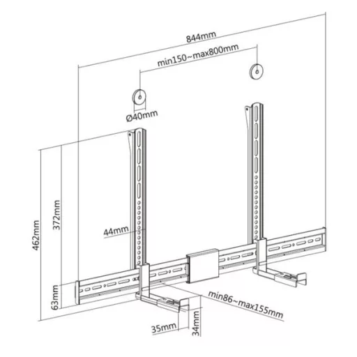 Equip Soundbar fali konzol - 650895 (Támogatott szélesség: 86-155mm, rezgés csökkentés, fekete)
