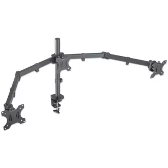   Manhattan asztali állvány -  Dupla karos, 3db monitor részére (max.VESA:75x75, 13"-27"-ig, 7kg, fekete)