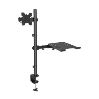   Manhattan asztali állvány -  1db monitor + 1 db laptop  (min.VESA:75x75, 13"-32"-ig, 360° fordítás, 8kg, fekete)