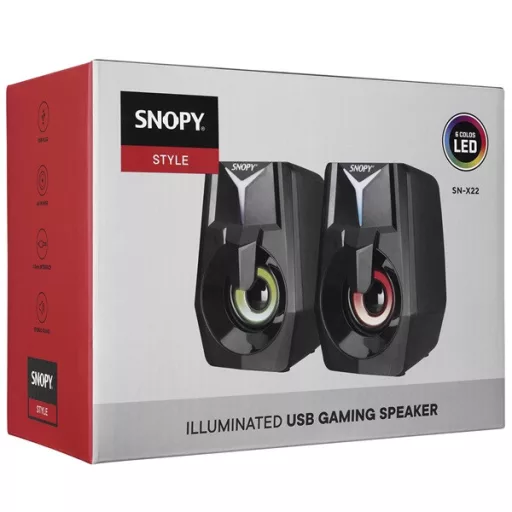 Snopy Hangszóró 2.0 - SN-X22 STYLE  (6W RMS; hangerőszabályzó; 3,5mm jack; USB)