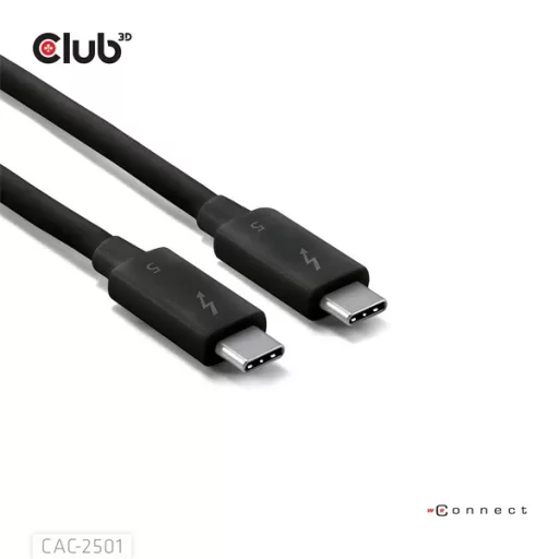 Club 3D Kábel - CAC-2501 (Thunderbolt 5 USB-C to USB-C, 240W, 80/120 Gbps, EPR, 8K240Hz, 1m)