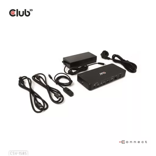 Club 3D KVM Switch - CSV-1585 (2xUSB-C to HDMI, DP, USB-C 100W PD3.0, 2xUSB-C, 3xUSB-A, 3,5 Jack, RJ45, 4k60Hz)