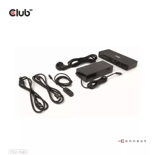 Club 3D KVM Switch - CSV-1585 (2xUSB-C to HDMI, DP, USB-C 100W PD3.0, 2xUSB-C, 3xUSB-A, 3,5 Jack, RJ45, 4k60Hz)