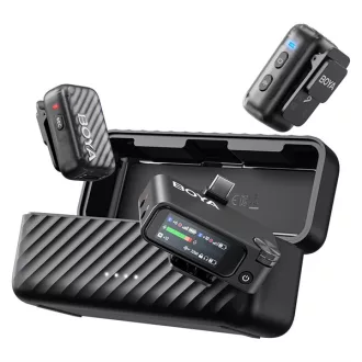   BOYA Mikrofon - BOYAMIC 2-02 (Vezeték nélküli, zajszűrés, fekete, USB-C, 3,5mm)