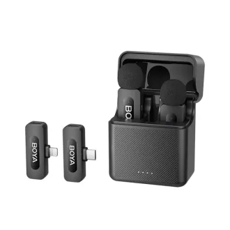   BOYA Mikrofon - BY-V3 Combo (Vezeték nélküli, fekete, 2TX+2RX, Lightning, USB-C)