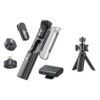   BOYA Mikrofon - Magic-01 (Vezeték nélküli, fekete, 2TX+3RX, Lightning, USB-C, 3,5mm, állvány)