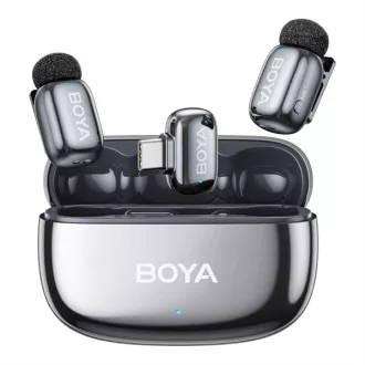   BOYA Mikrofon - mini 2-02-Space Gray (Vezeték nélküli, AI zajszűrő, szürke, 2TX+1RX, USB-C)