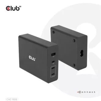   Club 3D Hálózati Töltő - CAC-1906 (132W GaN, 2x USB-A, 2x USB-C, PD3.0, 4 csatlakozó)