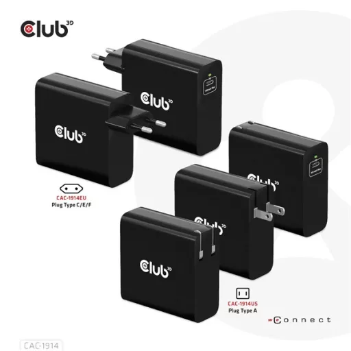 Club 3D Hálózati Töltő - CAC-1914EU (140W, GaN USB-C, PD 3.1)