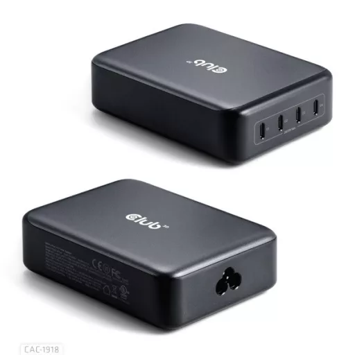 Club 3D Hálózati Töltő - CAC-1918 (240W GaN, 4x USB-C, PD3.1, 4 csatlakozó)