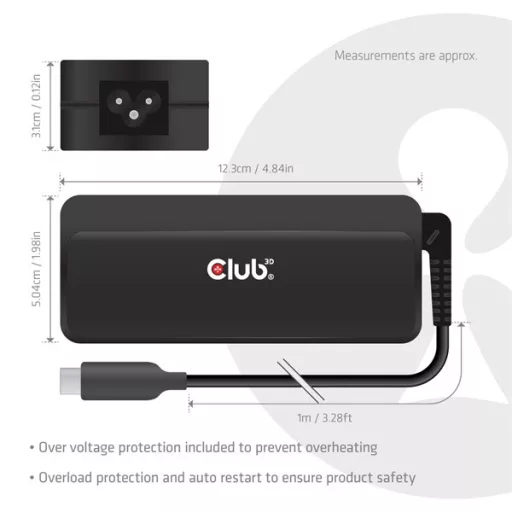 Club 3D Notebook Töltő - CAC-1932 (140W GaN, PD3.1, USB-C)